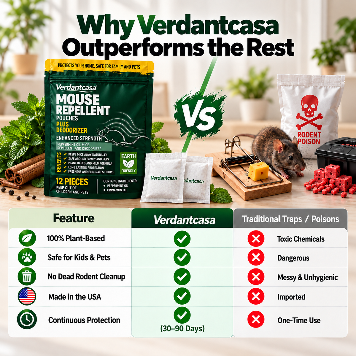 Verdantcasa Healrize® Mouse Repellent Pouches