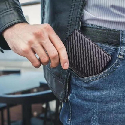 RSZZB® The Minimalist Smart Wallet: Ultra-Thin Carbon Fiber & Aluminum Pop-Up Card Bag