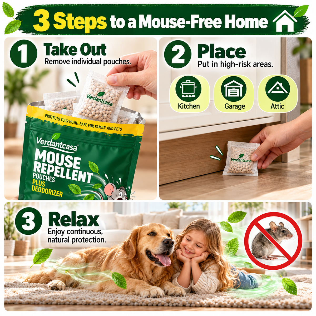Verdantcasa Mouse Repellent Pouches New - 12pcs - save around kids & pet