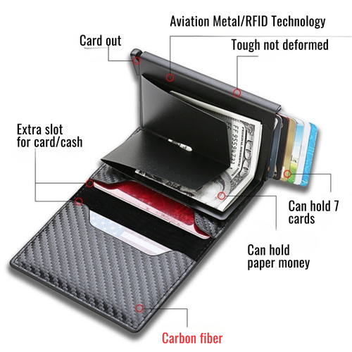 RSZZB® The Minimalist Smart Wallet: Ultra-Thin Carbon Fiber & Aluminum Pop-Up Card Bag