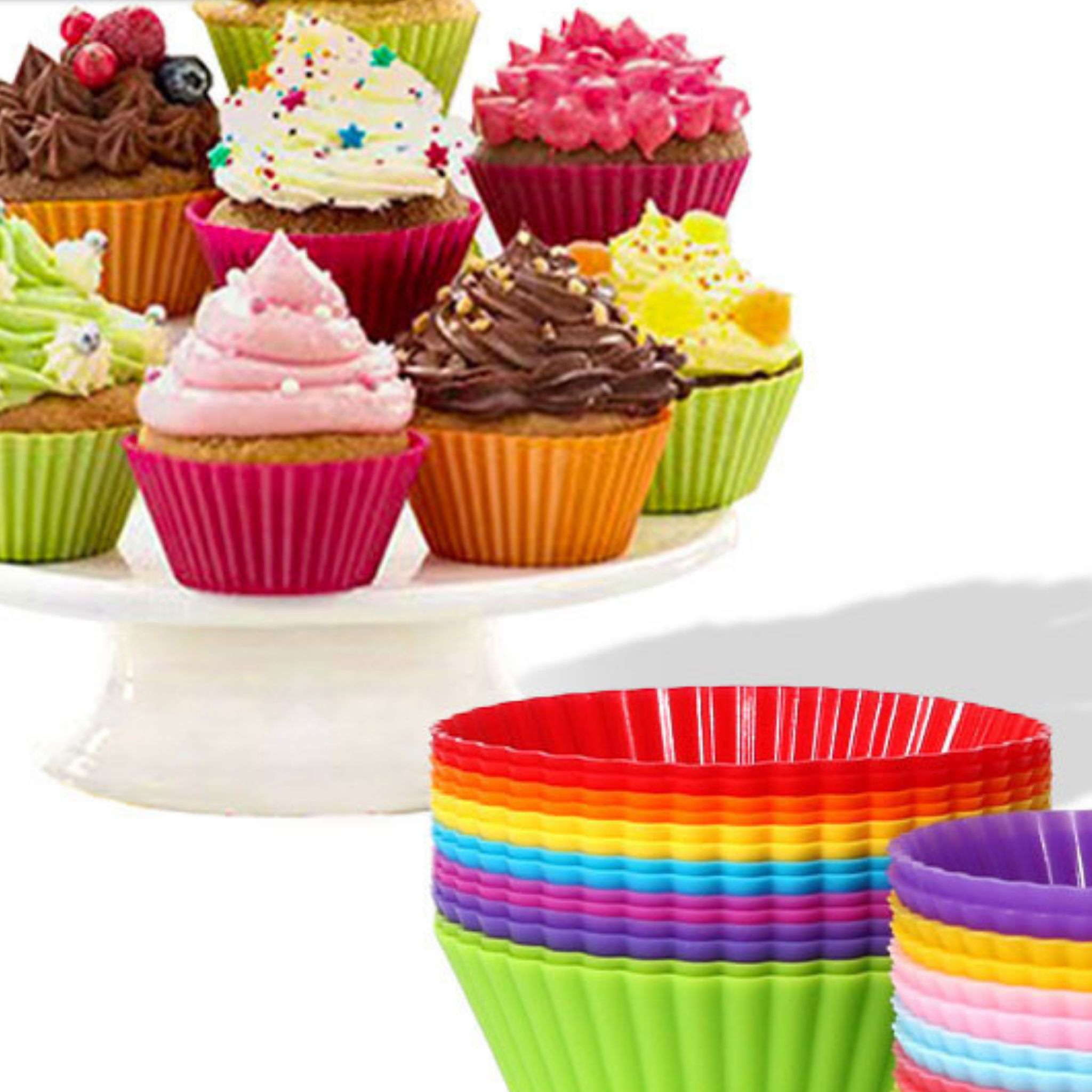 RSZZB® Reusable Silicone Cupcake Liners & Multi-Purpose Baking Cups