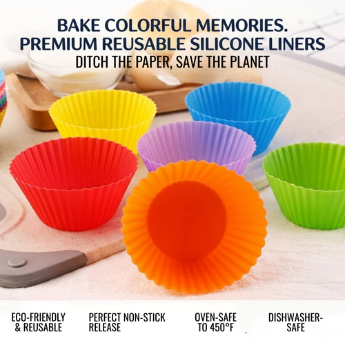 RSZZB® Reusable Silicone Cupcake Liners & Multi-Purpose Baking Cups