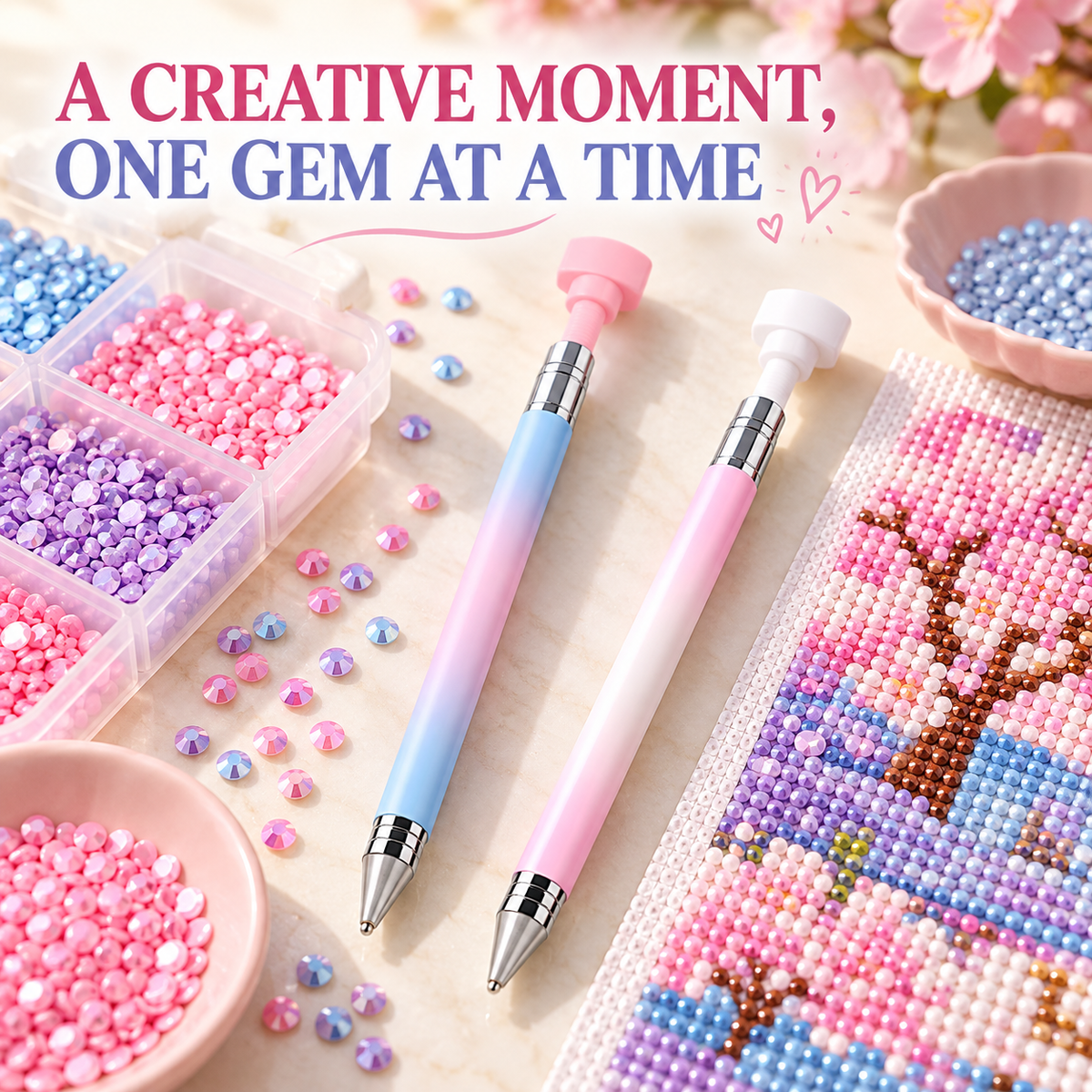 Refillable Wax Pen + Wax Refills, Rotating Drill Pen for Rhinestone Picker Tools, Nail Art & Diamond Art Accessories, Quick Pick Up Gems Jewels (Copy)