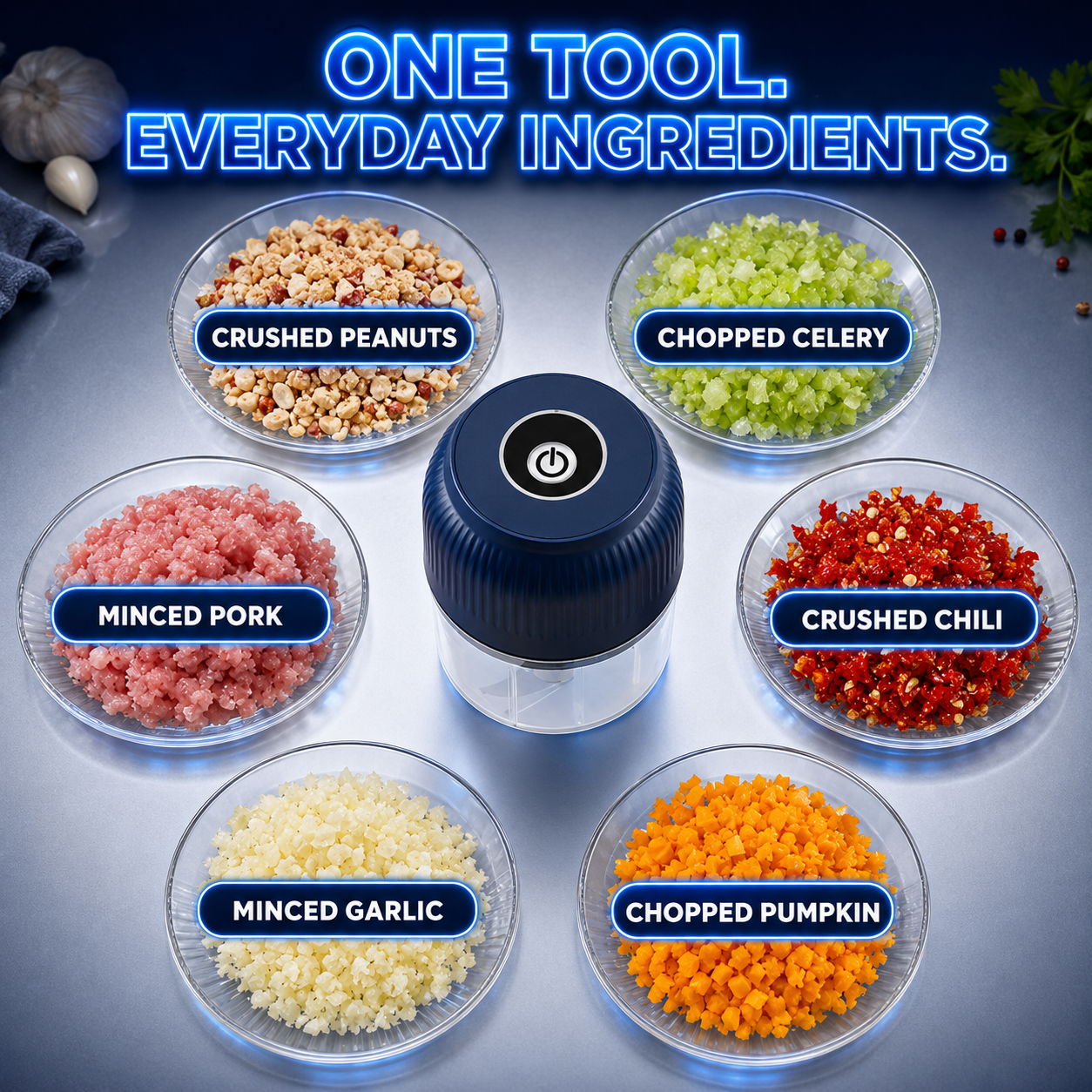 ⚡ Electric Mini Food Chopper | USB Rechargeable Wireless Garlic Press & Meat Processor