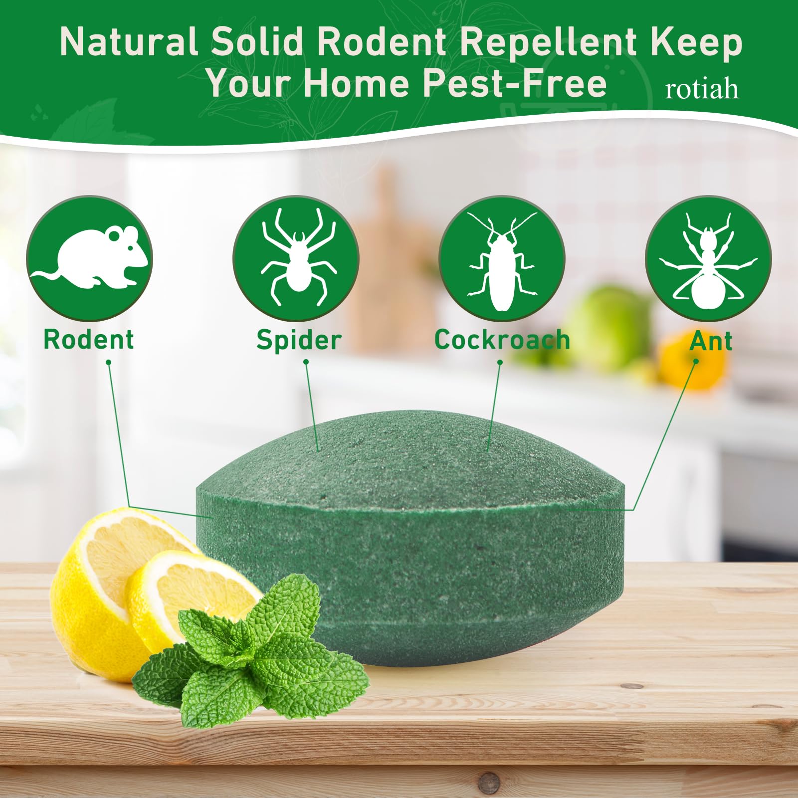 Pest Rodent Repellent, 12 Pack Peppermint Oil Repellent for Mouse Rats Spider Roach Ant Squirrel Pest Control Indoor & Outdoor, Natural Mice Deterrent Replace Trap Poisoning Family & Pet Safe Green