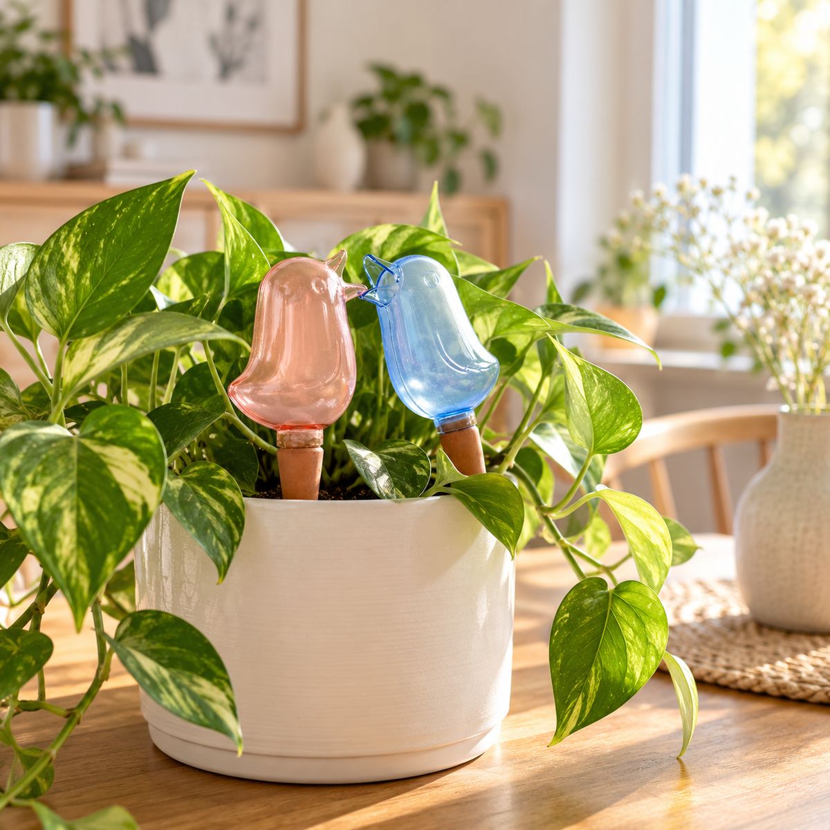 Bird Plant Watering Spike, Automatic Self Watering System with Visible Water Level, Slow Release Watering Device for Indoor Plants, Terracotta Irrigation Stake for Houseplants and Garden Pots