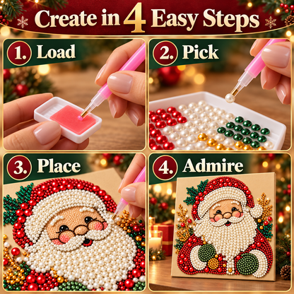 💫3D Pearl & Diamond Painting Kit - Festive Holiday Wall Decor & DIY Craft Set (8x8")