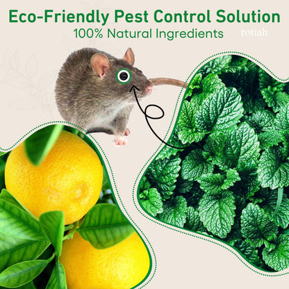 Pest Rodent Repellent, 12 Pack Peppermint Oil Repellent for Mouse Rats Spider Roach Ant Squirrel Pest Control Indoor & Outdoor, Natural Mice Deterrent Replace Trap Poisoning Family & Pet Safe Green
