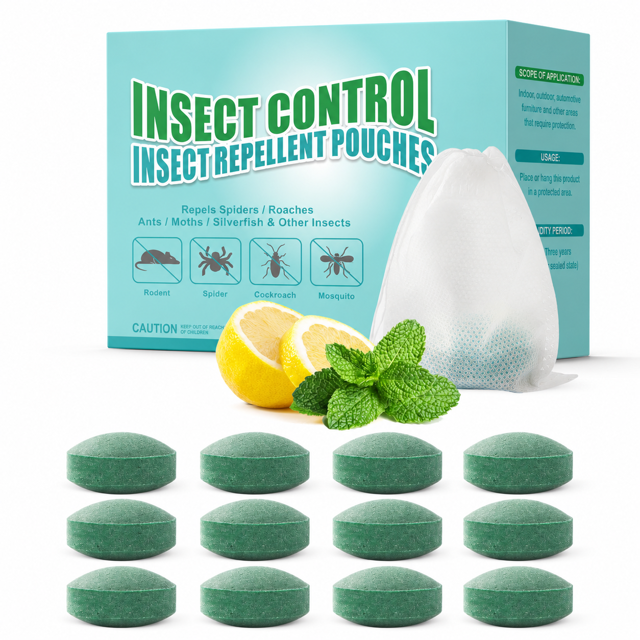 Pest Rodent Repellent, 12 Pack Peppermint Oil Repellent for Mouse Rats Spider Roach Ant Squirrel Pest Control Indoor & Outdoor, Natural Mice Deterrent Replace Trap Poisoning Family & Pet Safe Green