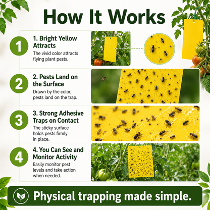 Dual Sided Yellow Sticky Traps for Flying Plant Insect Like Fungus Gnats,