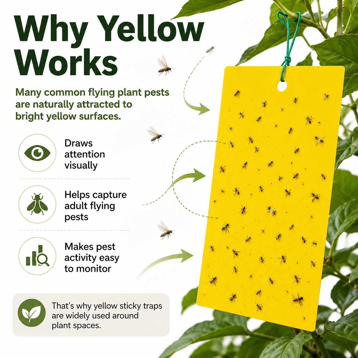 Dual Sided Yellow Sticky Traps for Flying Plant Insect Like Fungus Gnats,