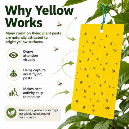 Dual Sided Yellow Sticky Traps for Flying Plant Insect Like Fungus Gnats,