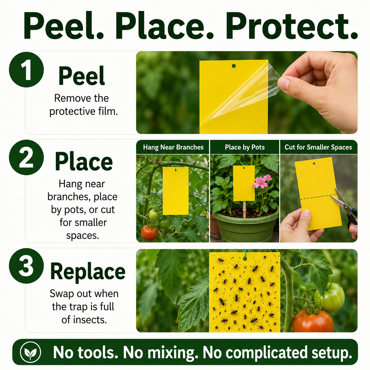 Dual Sided Yellow Sticky Traps for Flying Plant Insect Like Fungus Gnats,