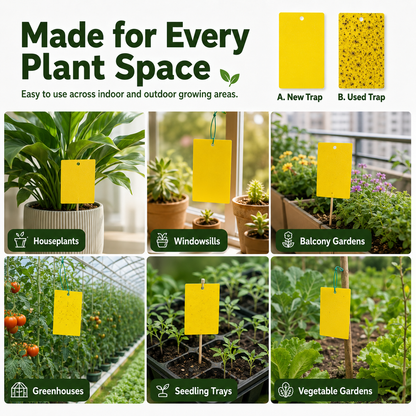 Dual Sided Yellow Sticky Traps for Flying Plant Insect Like Fungus Gnats,
