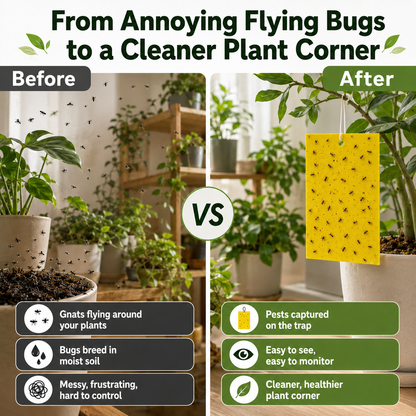 Dual Sided Yellow Sticky Traps for Flying Plant Insect Like Fungus Gnats,