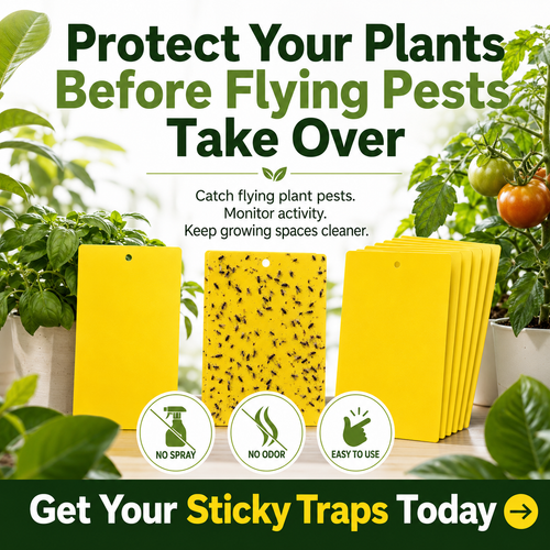 Dual Sided Yellow Sticky Traps for Flying Plant Insect Like Fungus Gnats,