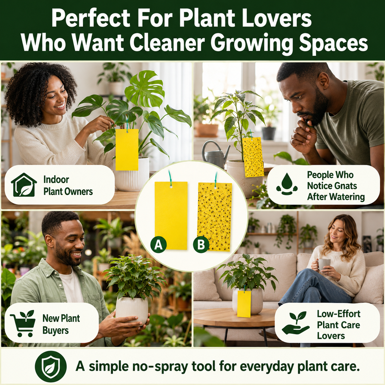 Dual Sided Yellow Sticky Traps for Flying Plant Insect Like Fungus Gnats,