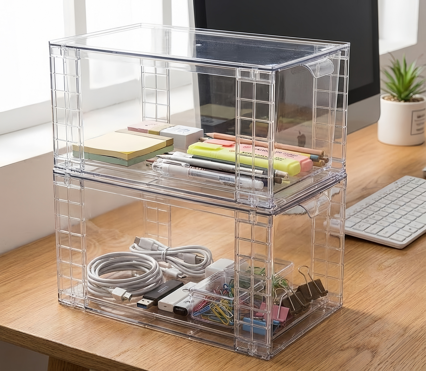 Transparent stackable drawer storage