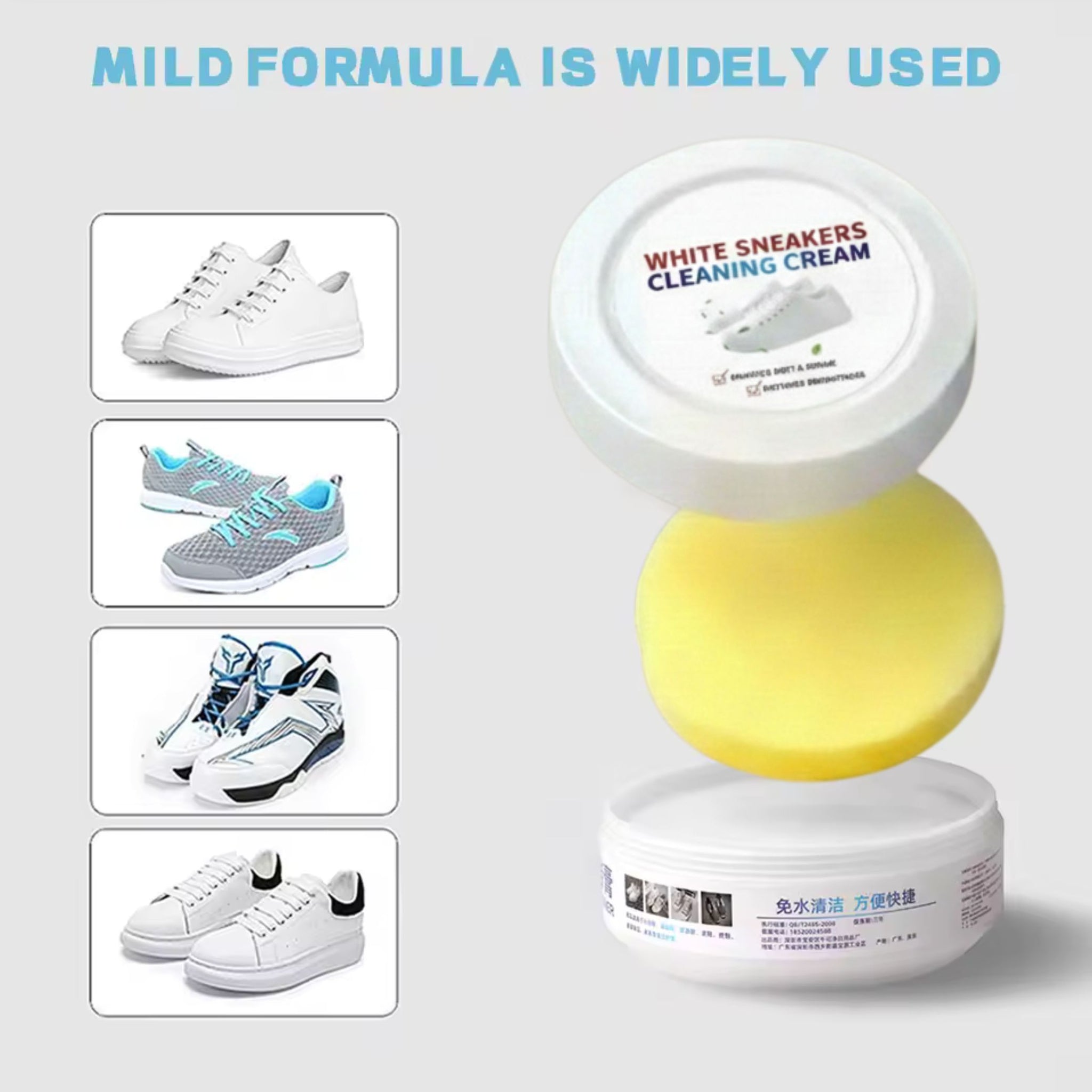 RSZZB® White Sneaker All-in-One Shoe Cleaner - Instant Stain Remover & Whitener with Sponge
