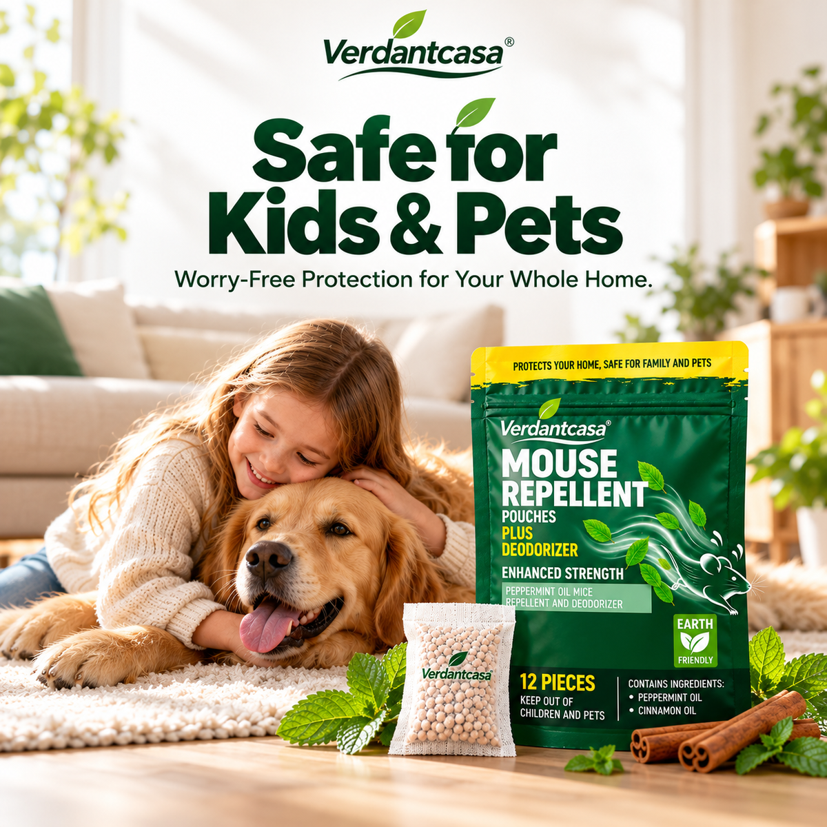 Verdantcasa Healrize® Mouse Repellent Pouches- 12pcs - save around kids & pet