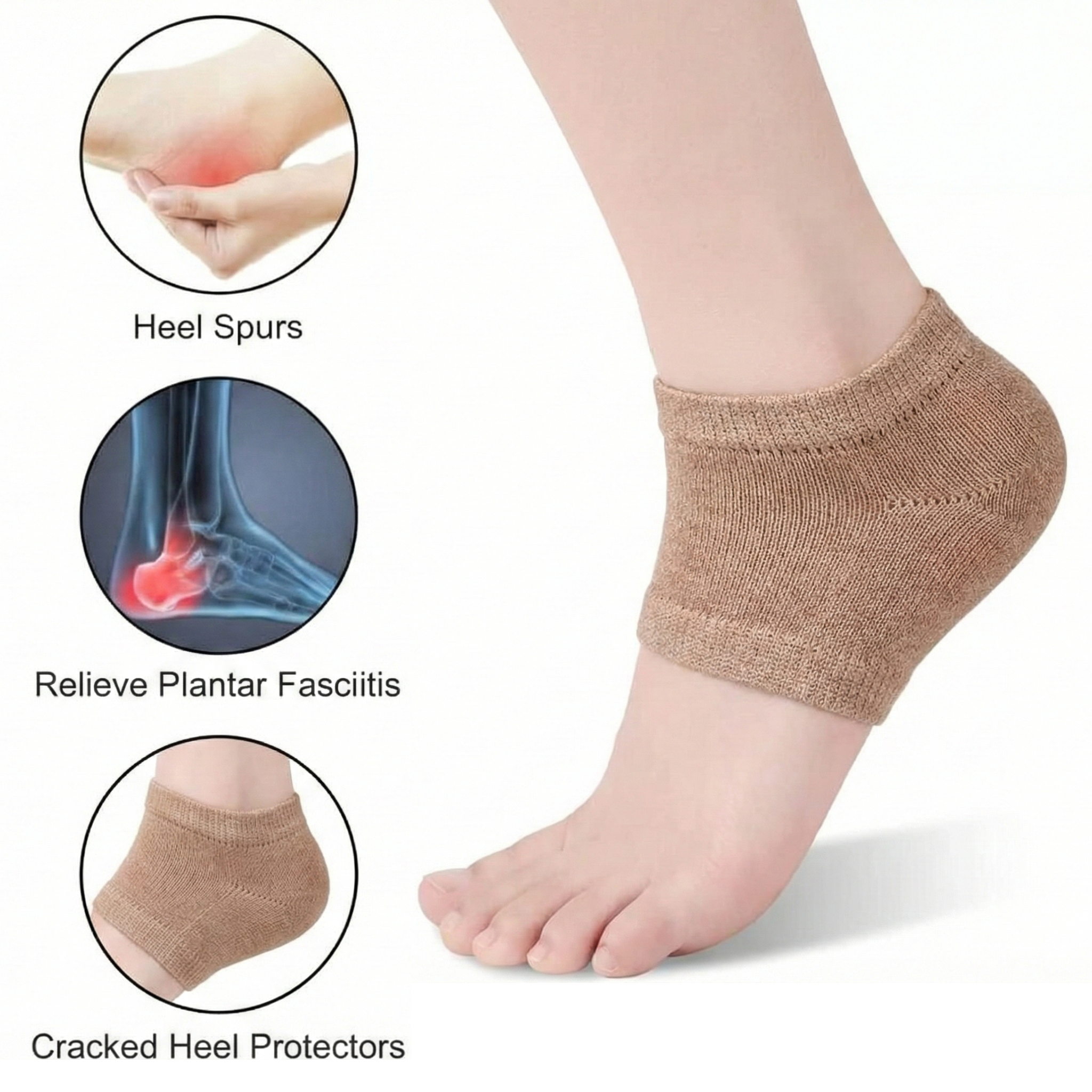 RSZZB® Anti Dryness Breathable Gel Heel Protectors for Pain & Crack Relief