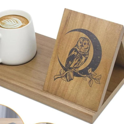RSZZB® Solid Wood Triangular Book Stand & Organizer with Cup Holder
