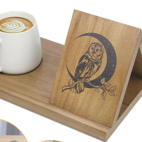 RSZZB® Solid Wood Triangular Book Stand & Organizer with Cup Holder