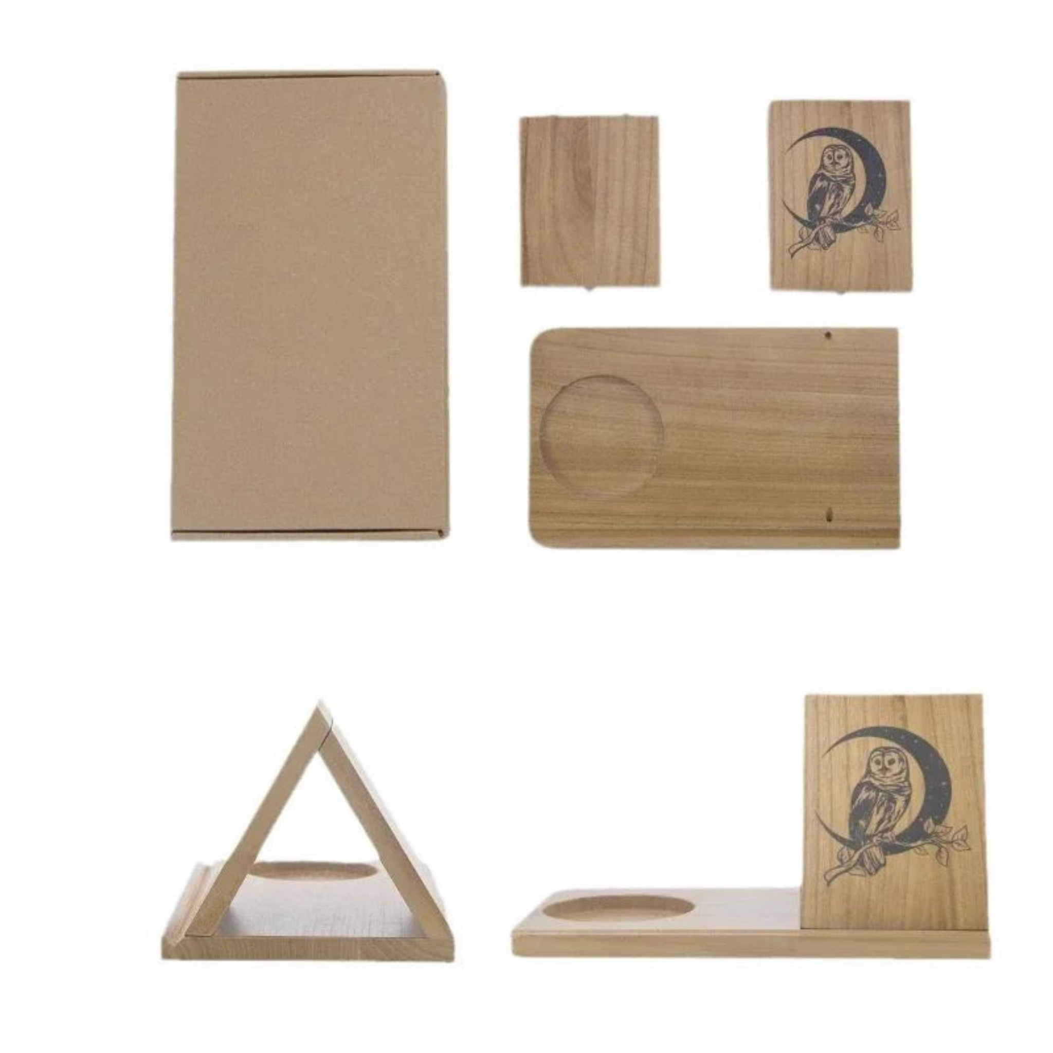RSZZB® Solid Wood Triangular Book Stand & Organizer with Cup Holder