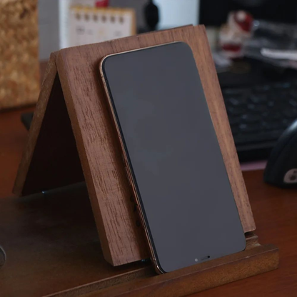 RSZZB® Solid Wood Triangular Book Stand & Organizer with Cup Holder