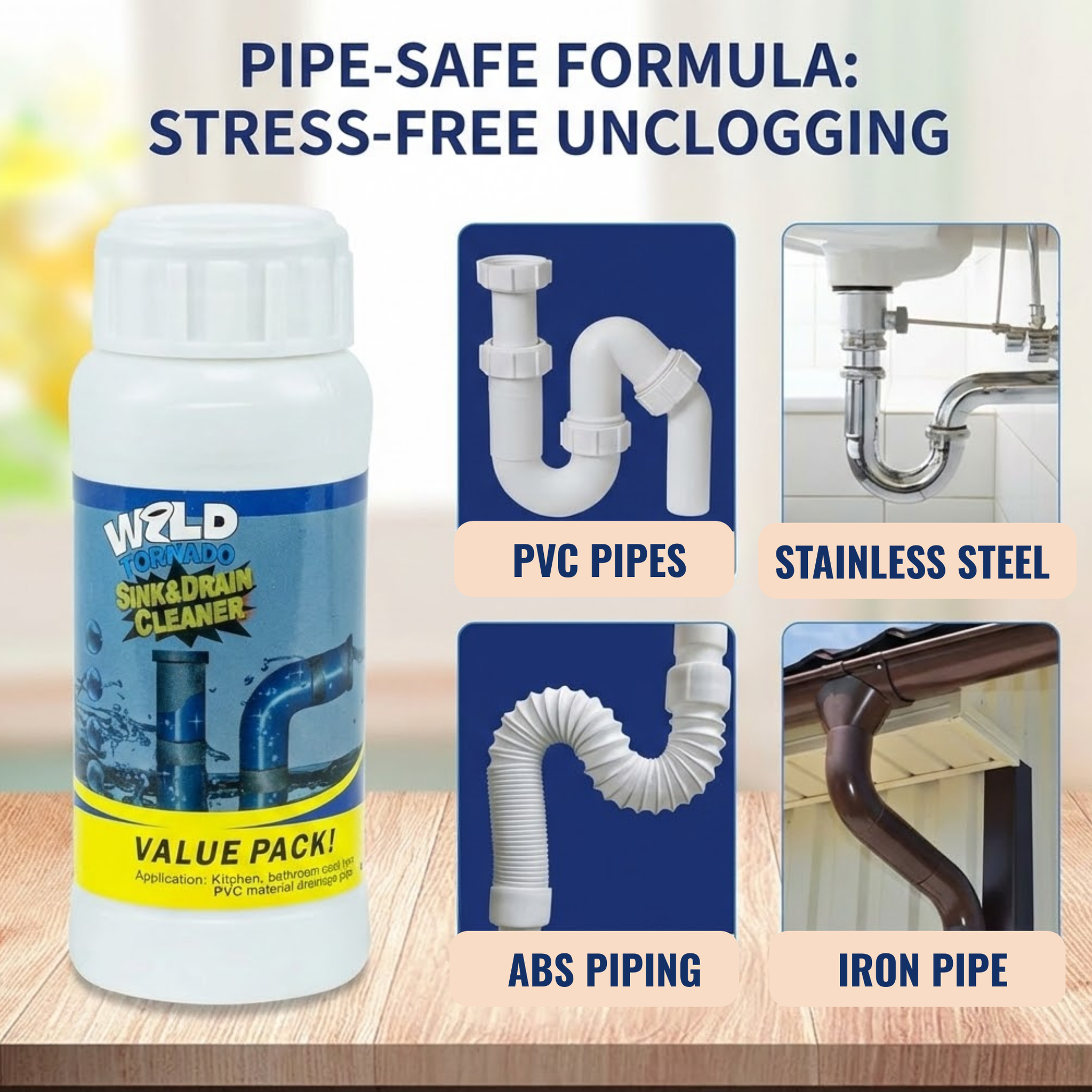 RSZZB® Multi-Purpose Drain Unclogged & Deodorizer (350g) | For Sinks, Toilets & Showers