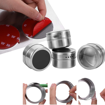 RSZZB® Flavor-Locking Magnetic Stainless Steel Spice Jars