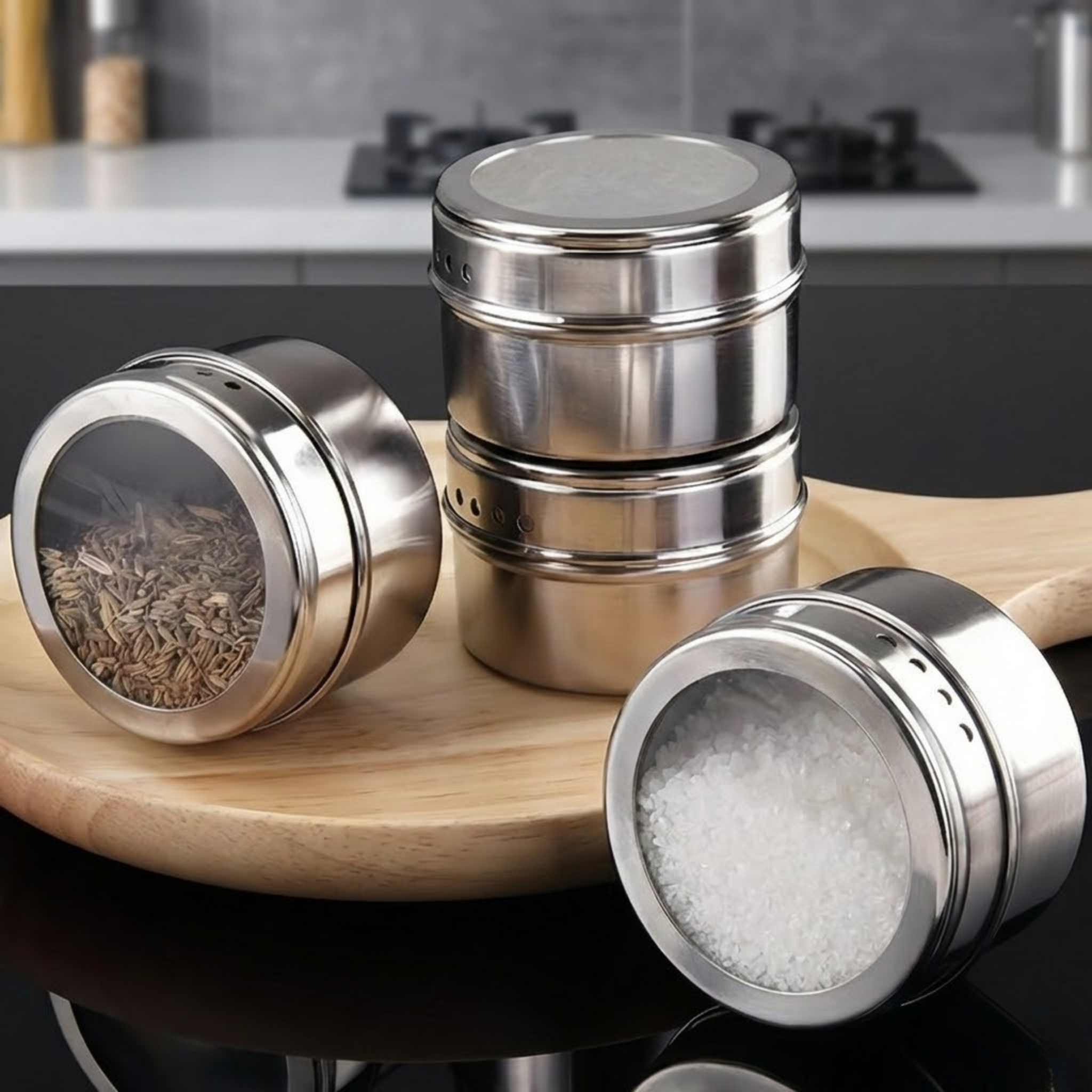 RSZZB® Flavor-Locking Magnetic Stainless Steel Spice Jars