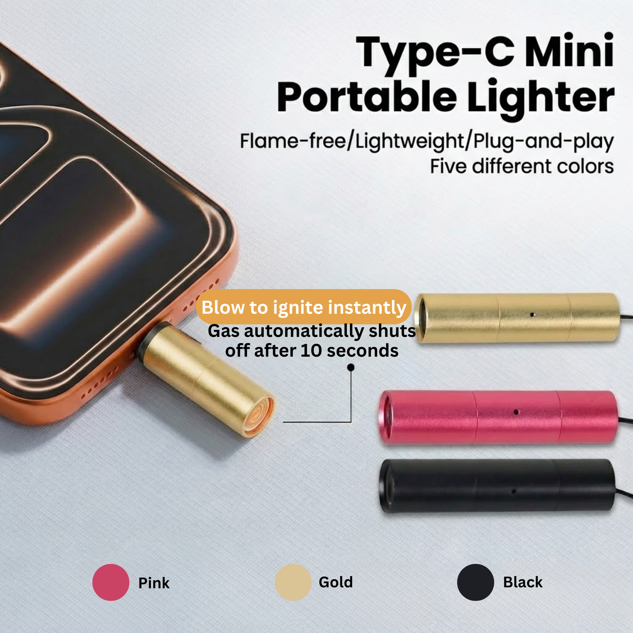 RSZZB® The "Always-Ready" USB-C Blow Lighter: Windproof, Flight-Friendly & Fuel-Free