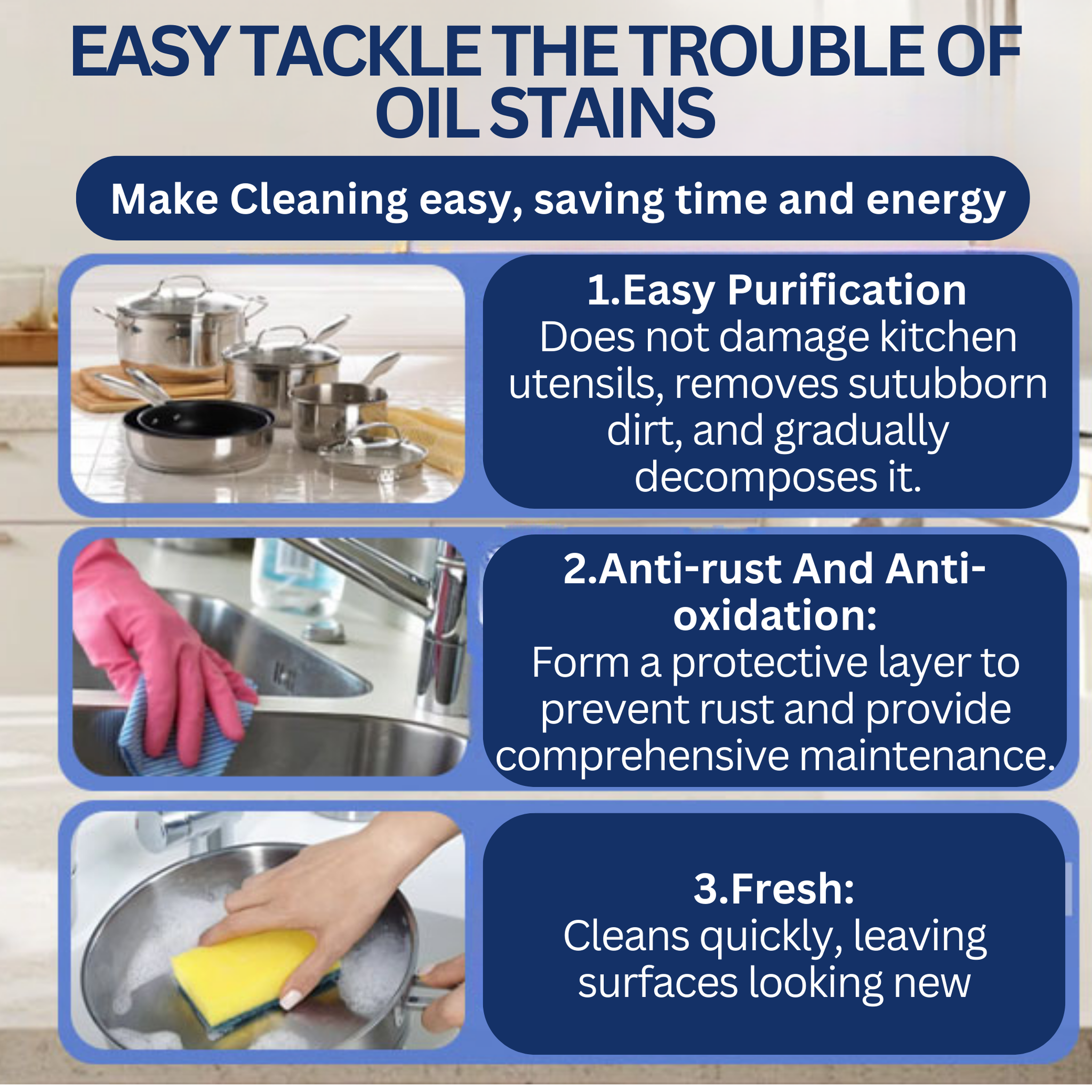 RSZZB®  Fish Oil Stain Cleaning Multi-Purpose Foam Cleaner Kitchen Heavy Grease Foam Cleaner