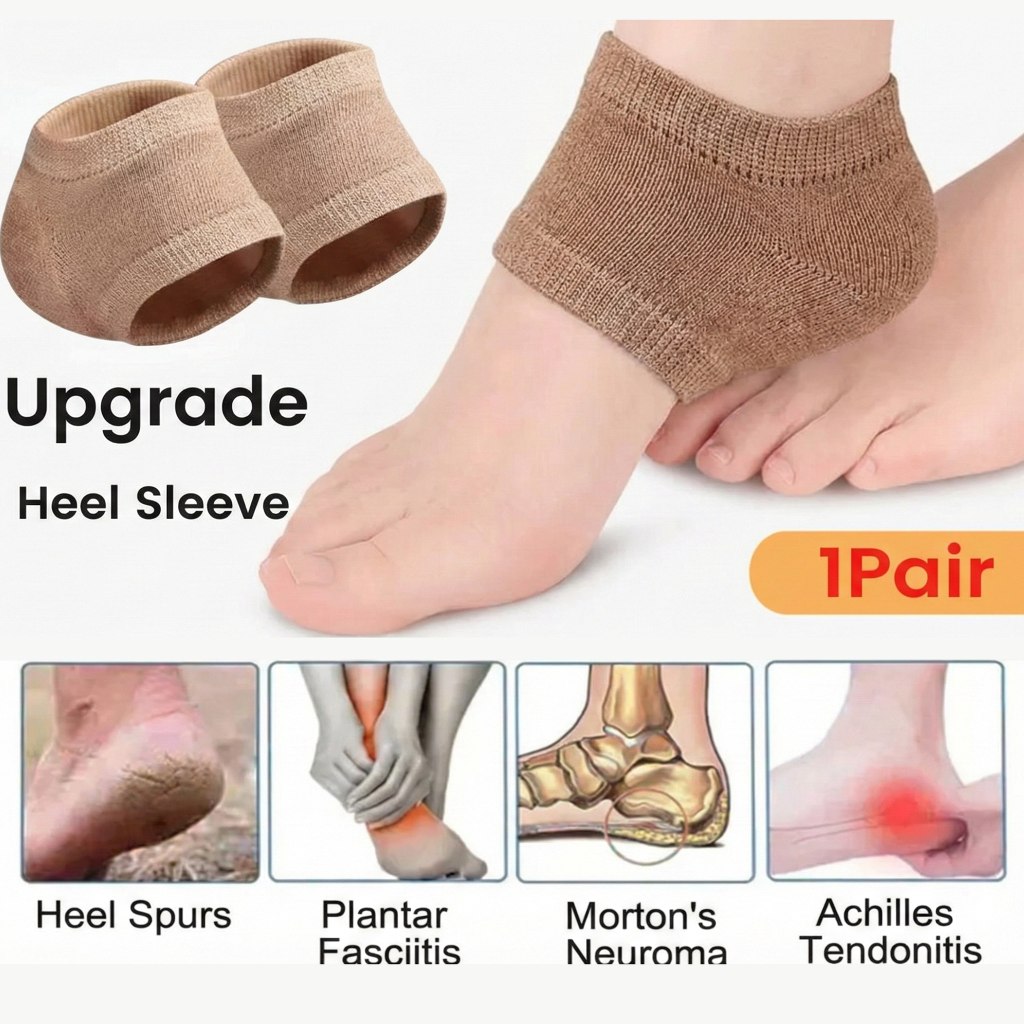 RSZZB® Anti Dryness Breathable Gel Heel Protectors for Pain & Crack Relief