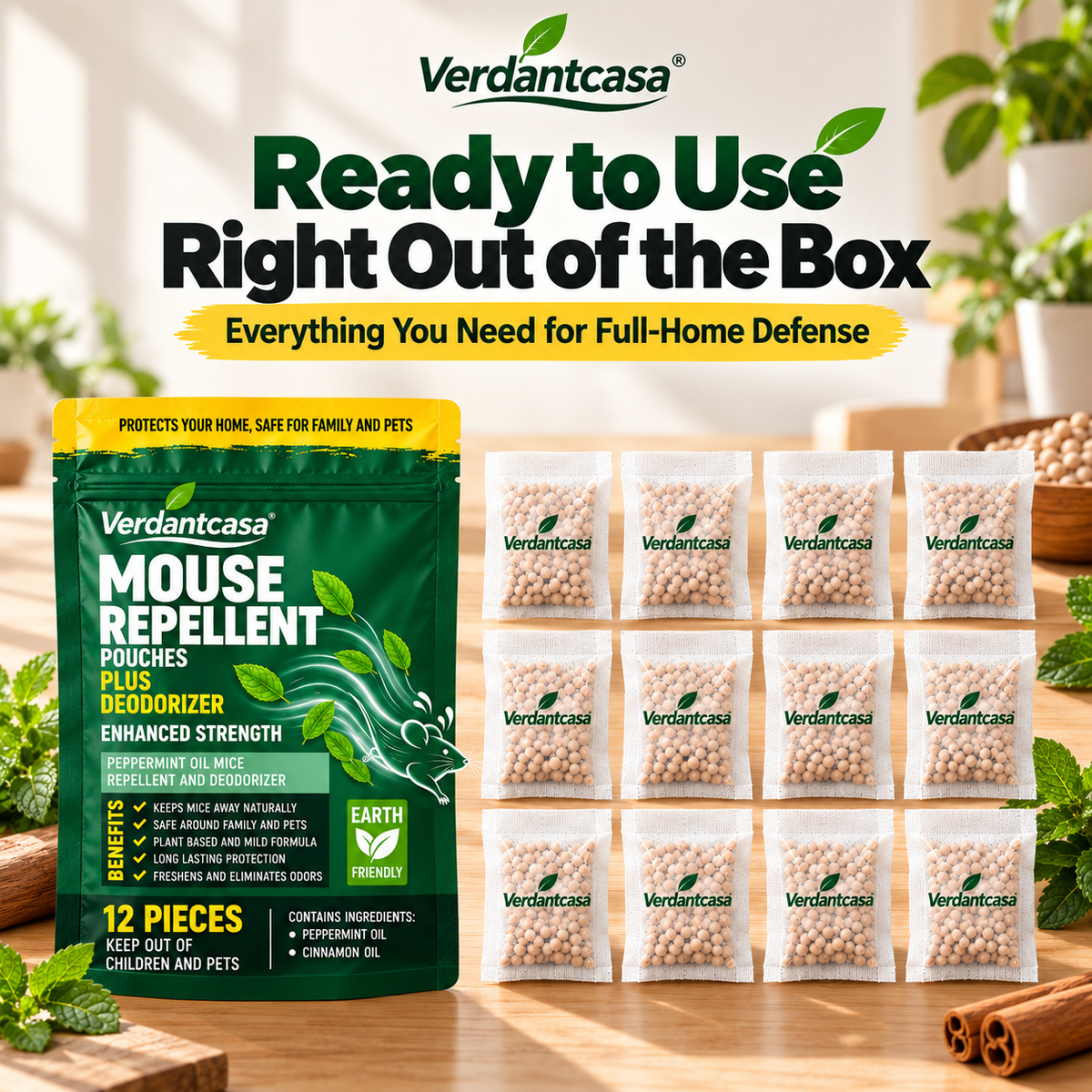 Verdantcasa Healrize® Mouse Repellent Pouches- 12pcs - save around kids & pet