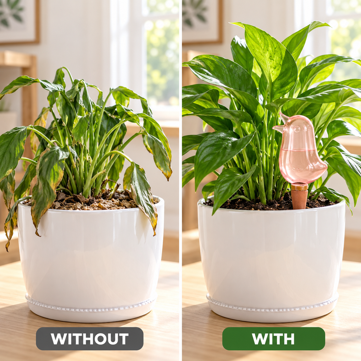 Bird Plant Watering Spike, Automatic Self Watering System with Visible Water Level, Slow Release Watering Device for Indoor Plants, Terracotta Irrigation Stake for Houseplants and Garden Pots