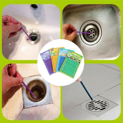 Dobshow® Pipe Cleaning Sticks Oil Decontamination Kitchen Toilet Bathtub Drain Cleaner 12pcs/set