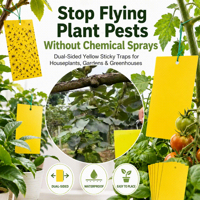 Dual Sided Yellow Sticky Traps for Flying Plant Insect Like Fungus Gnats,