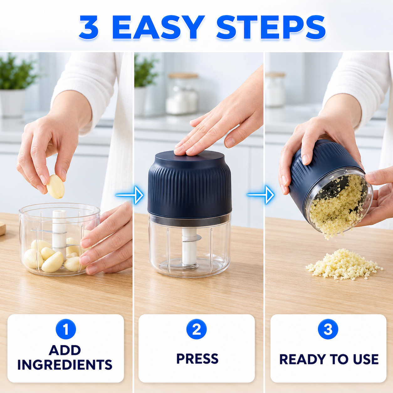 ⚡ Electric Mini Food Chopper | USB Rechargeable Wireless Garlic Press & Meat Processor